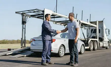 Vehicle owner beside their delivered car in Harvey, Louisiana, United States