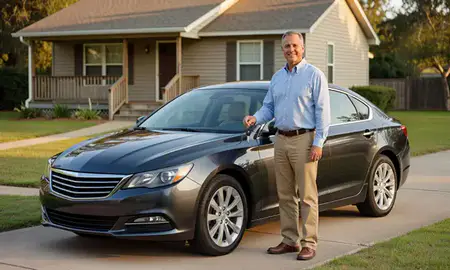Car delivered to a driveway in Houma, Louisiana, United States