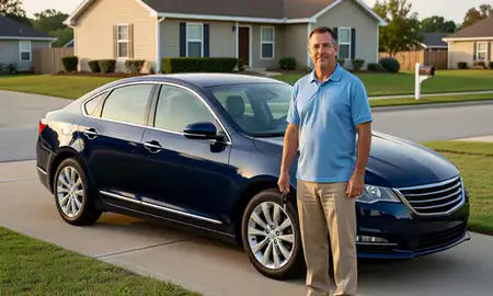 Car delivered to a driveway in Kenner, Louisiana, United States