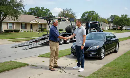 Vehicle owner beside their delivered car in Kenner, Louisiana, United States