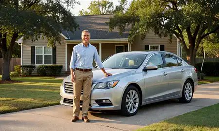 Customer with their delivered car in Lafayette, Louisiana, United States