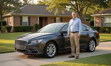 Car delivered to a driveway in Lafayette, Louisiana, United States