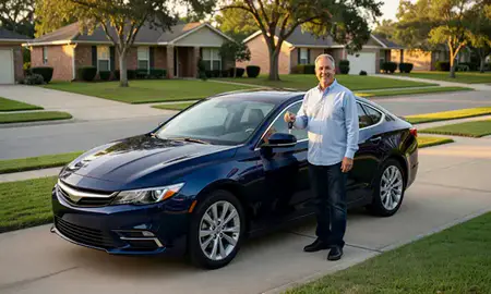 Car delivered to a driveway in Lake Charles, Louisiana, United States