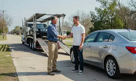 Vehicle owner beside their delivered car in Laplace, Louisiana, United States