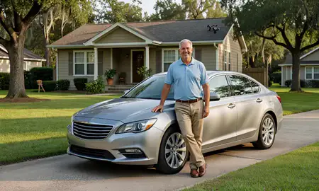 Customer with their delivered car in Mandeville, Louisiana, United States