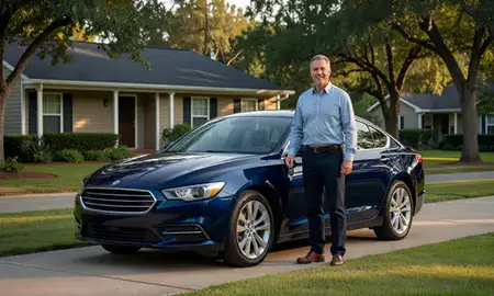 Car delivered to a driveway in Mandeville, Louisiana, United States