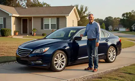 Car delivered to a driveway in Marrero, Louisiana, United States