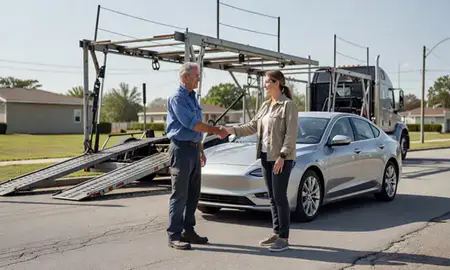 Vehicle owner beside their delivered car in Marrero, Louisiana, United States