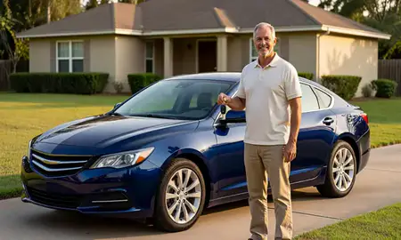 Car delivered to a driveway in Metairie, Louisiana, United States