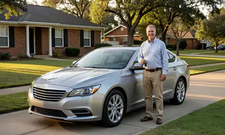 Car delivered to a driveway in Natchitoches, Louisiana, United States