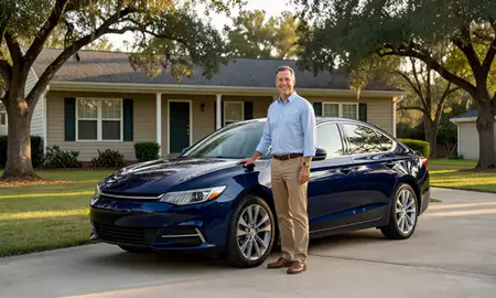 Customer with their delivered car in New Iberia, Louisiana, United States