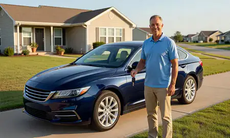 Car delivered to a driveway in New Iberia, Louisiana, United States