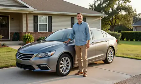 Customer with their delivered car in Prairieville, Louisiana, United States