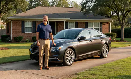 Customer with their delivered car in Ruston, Louisiana, United States