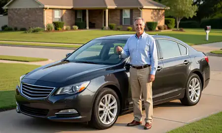 Car delivered to a driveway in Ruston, Louisiana, United States