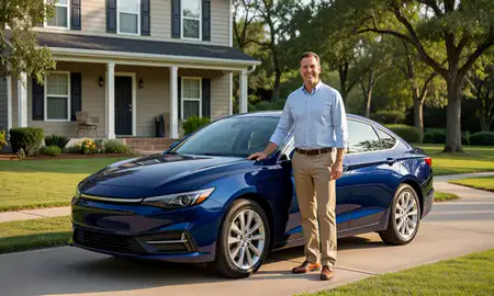 Customer with their delivered car in Shenandoah, Louisiana, United States