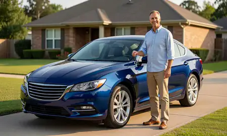 Car delivered to a driveway in Shenandoah, Louisiana, United States