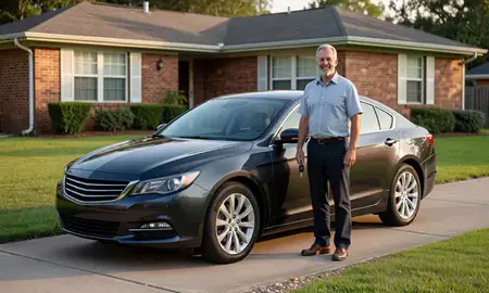 Car delivered to a driveway in Shreveport, Louisiana, United States