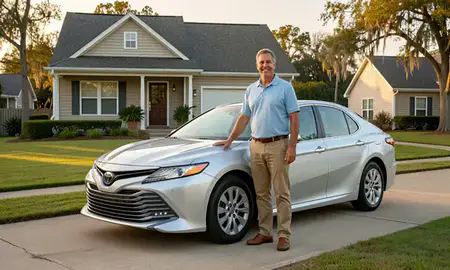 Customer with their delivered car in Slidell, Louisiana, United States