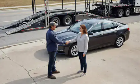 Vehicle owner beside their delivered car in Slidell, Louisiana, United States