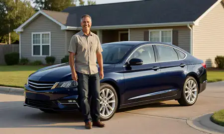Customer with their delivered car in Sulphur, Louisiana, United States