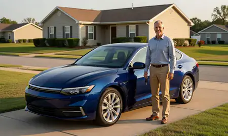 Car delivered to a driveway in Sulphur, Louisiana, United States