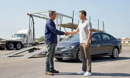 Vehicle owner beside their delivered car in Terrytown, Louisiana, United States