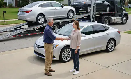 Vehicle owner beside their delivered car in Zachary, Louisiana, United States