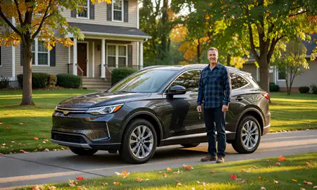 Car delivered to a driveway in Auburn, Maine, United States