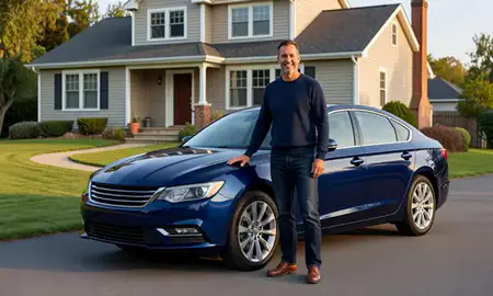 Customer with their delivered car in Bangor, Maine, United States