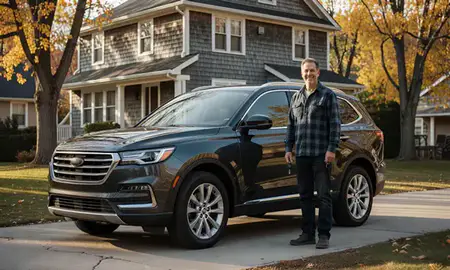 Car delivered to a driveway in Bangor, Maine, United States