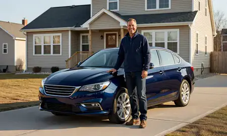 Customer with their delivered car in Biddeford, Maine, United States