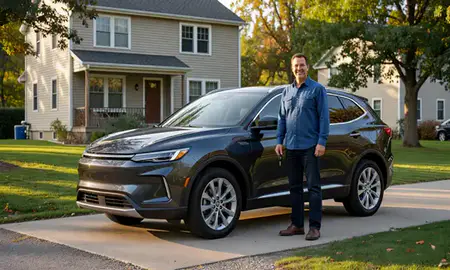 Car delivered to a driveway in Brewer, Maine, United States