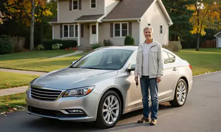 Car delivered to a driveway in Caribou, Maine, United States