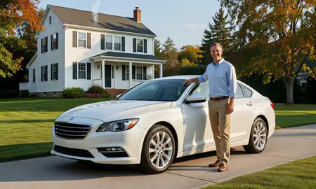 Customer with their delivered car in Ellsworth, Maine, United States