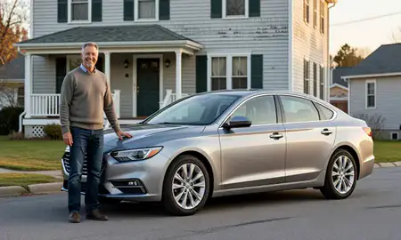 Customer with their delivered car in Gardiner, Maine, United States