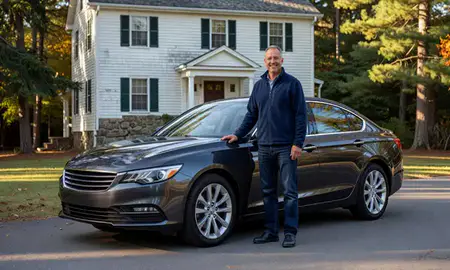 Customer with their delivered car in Lake Arrowhead, Maine, United States