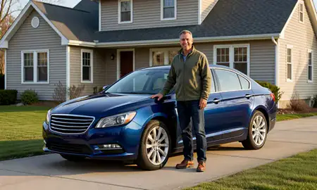 Customer with their delivered car in Lewiston, Maine, United States