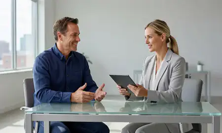 Customer discussing car shipping options in Lewiston, Maine, United States