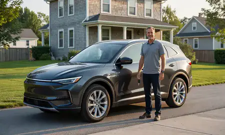 Car delivered to a driveway in Lisbon, Maine, United States