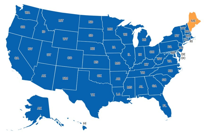 Map of Maine, USA