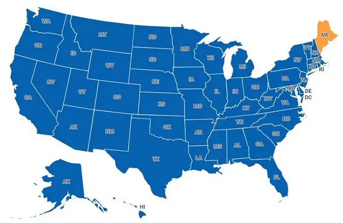 Map of Maine, United States