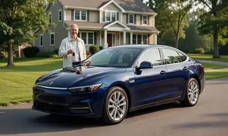 Car delivered to a driveway in North Windham, Maine, United States