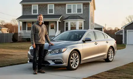 Customer with their delivered car in Presque Isle, Maine, United States