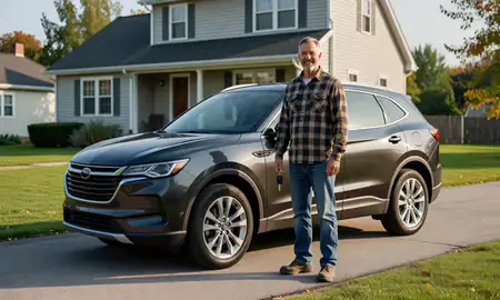 Car delivered to a driveway in Presque Isle, Maine, United States