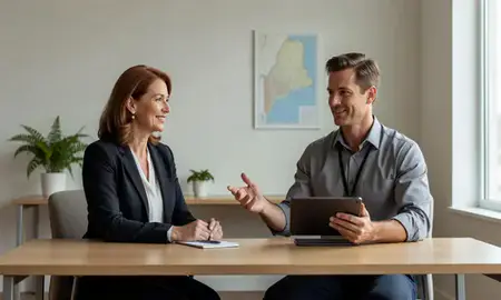 Customer discussing car shipping options in Rockland, Maine, United States