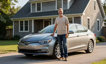 Customer with their delivered car in Sanford, Maine, United States