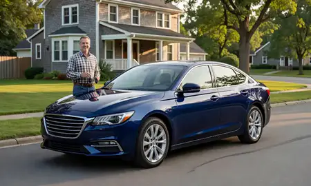 Car delivered to a driveway in Sanford, Maine, United States