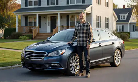 Customer with their delivered car in South Berwick, Maine, United States