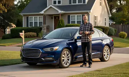Car delivered to a driveway in Westbrook, Maine, United States